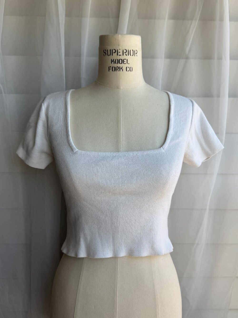 white square neck crop top